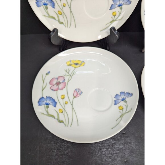 Flower Garden Fine China Seymour Mann Inc 8 1/4" Snack Plate Set of 4 No Cups - Picture 6 of 11